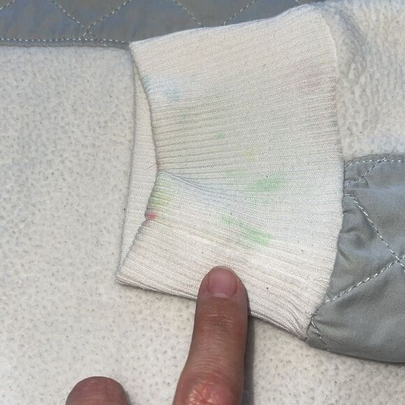 Abercrombie & Fitch Asymmetrical Snap Fleece Sweatshirt GREY & White Size Small - Picture 12 of 12